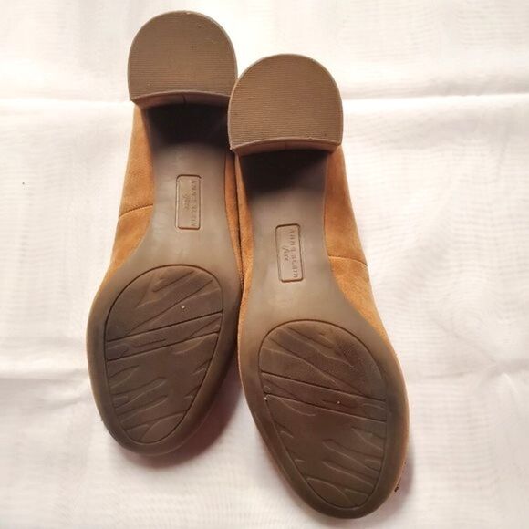 Anne Klein iflex Happy Toffee Suede Pom om Slip On Block Heel Versatile Shoes - Picture 7 of 9